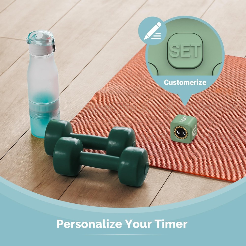 Pomodoro Cube Timer Productivity Visual Timer - 5/10/25/50 Min Rotating Count...