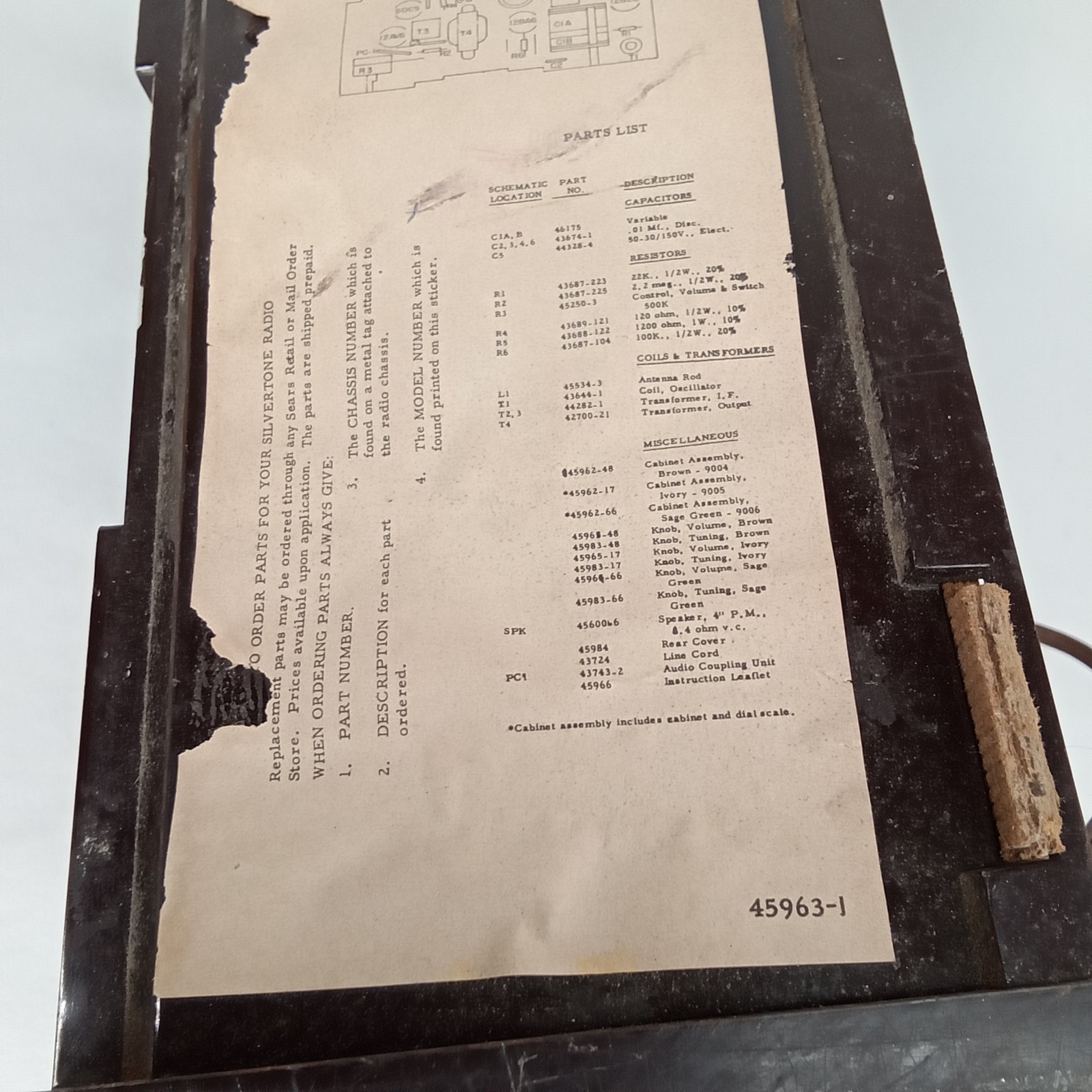 MCM Tube Radio Silvertone 9004 Brown With Twin Speakers Made In USA 1959