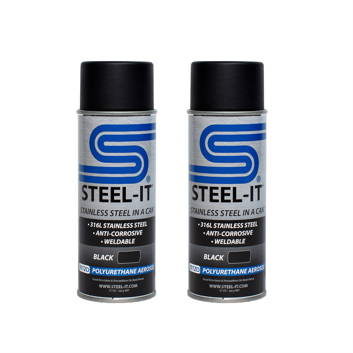 1012D STEEL-IT 2 pack 12oz Black Stainless Steel Polyurethane Aerosol Cans