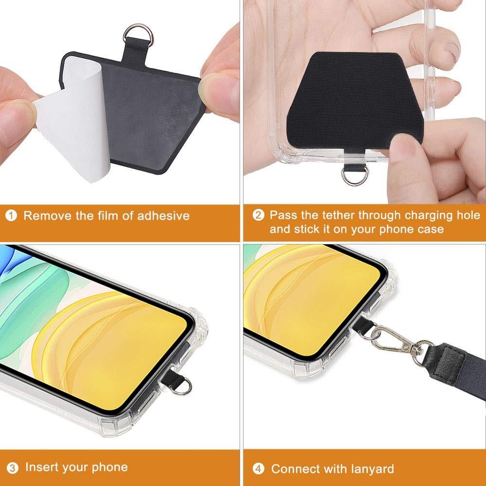 COCASES 2 Pack Phone Tether Tab, Strap Replacement Part for Black