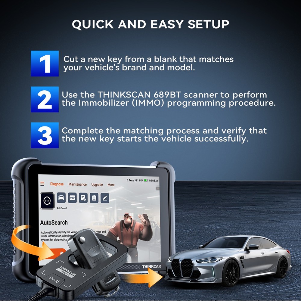 MUCAR 892BT Car Diagnostic Tool OBD2 Auto Scanner 35 Reset TKEY101 IMMO Key Code