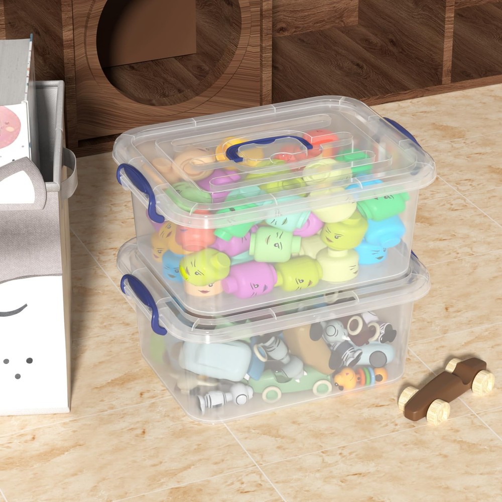 Xeabia 8 Quart Plastic Latching Boxes with Handles, 8 Quart, Transparent