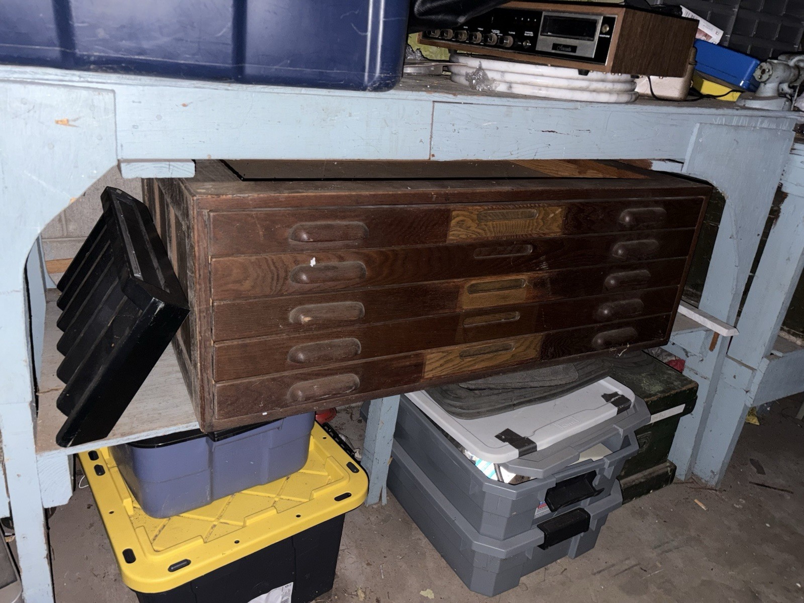 Vintage Hamilton Oak Flat Arhitect Map Blueprint Chest Of Drawers