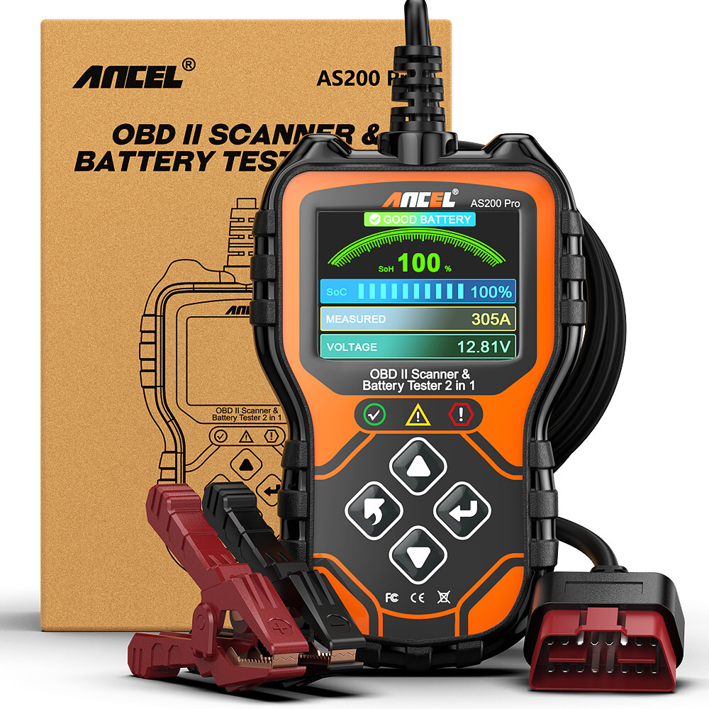 ANCEL AS200 PRO 2 in 1 Engine Check OBD2 Code Reader +24V 12V Car Battery Tester