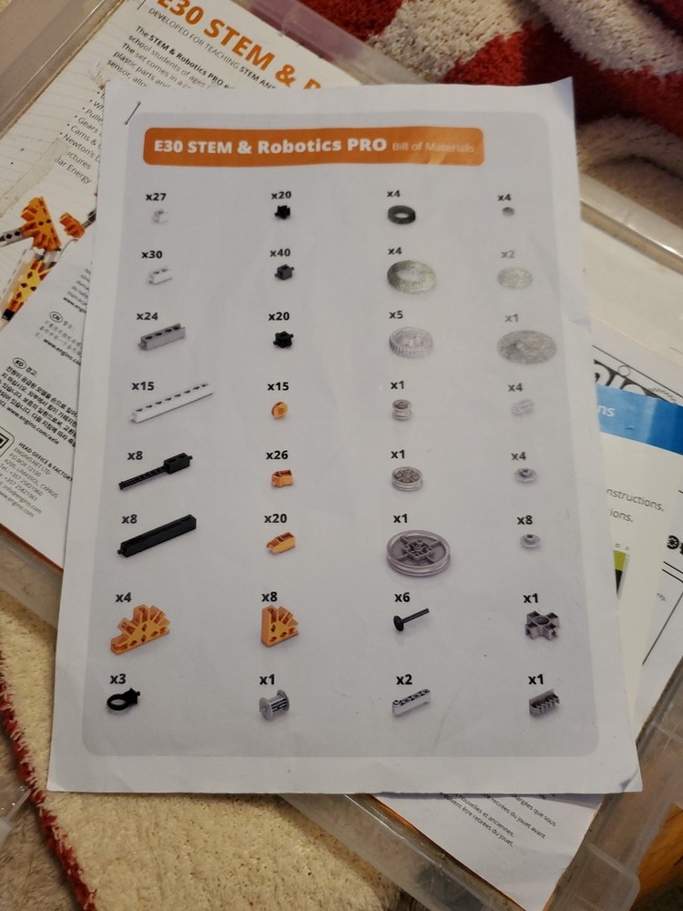 E30 STEM & Robotics Pro Robotics Kit Open Box Parts Set