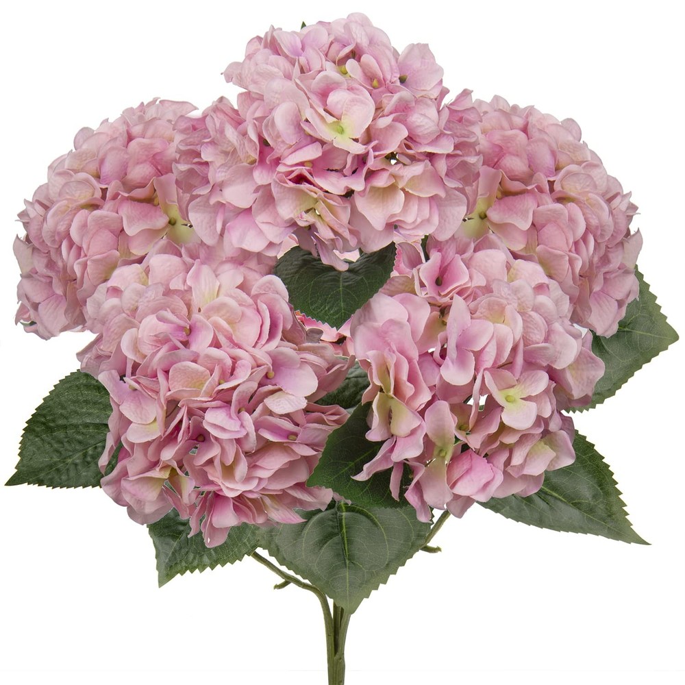 Pink Hydrangea Artificial Flowers Large Artificial Hydrangeas Silk Flowers fo...
