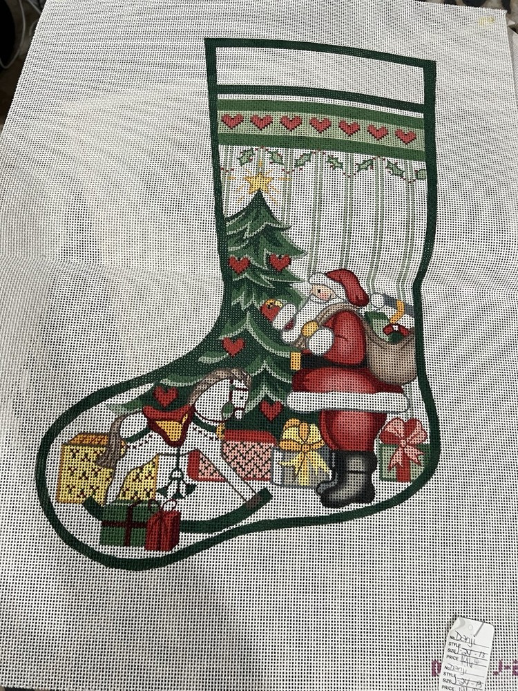 needlepoint christmas stocking santa