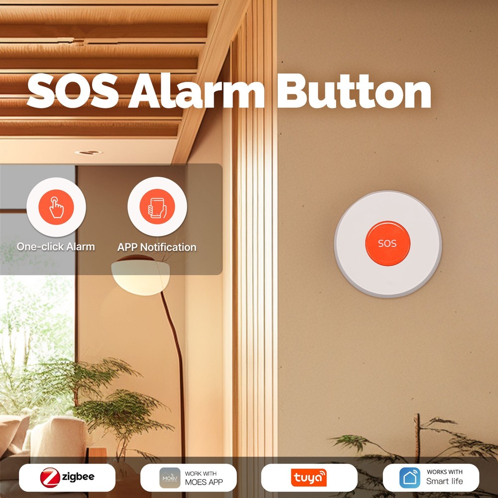 Tuya Zigbee Wireless APP Remote Control Call SOS Emergency Button Alert System B
