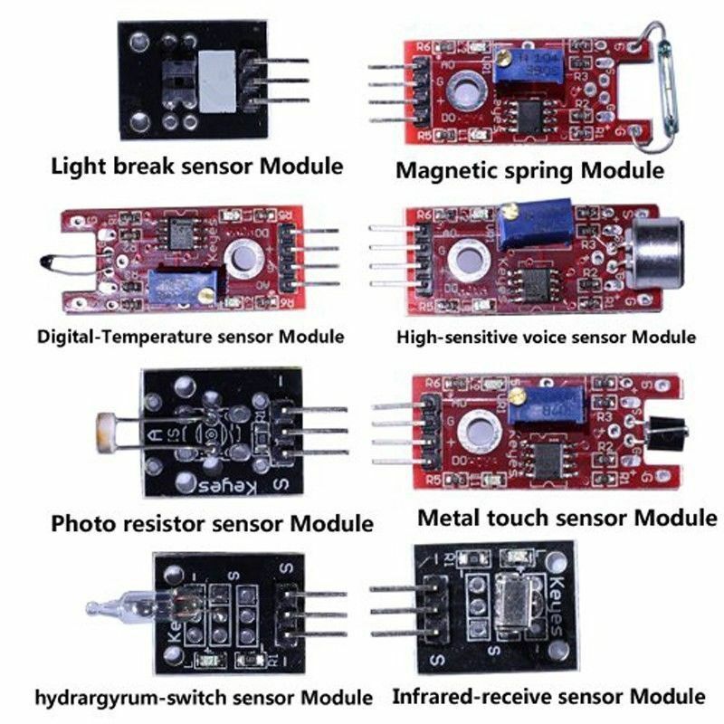 Ultimate 37 in 1 Sensor Modules Kit for Arduino Compatible, MCU Raspberry pi USA