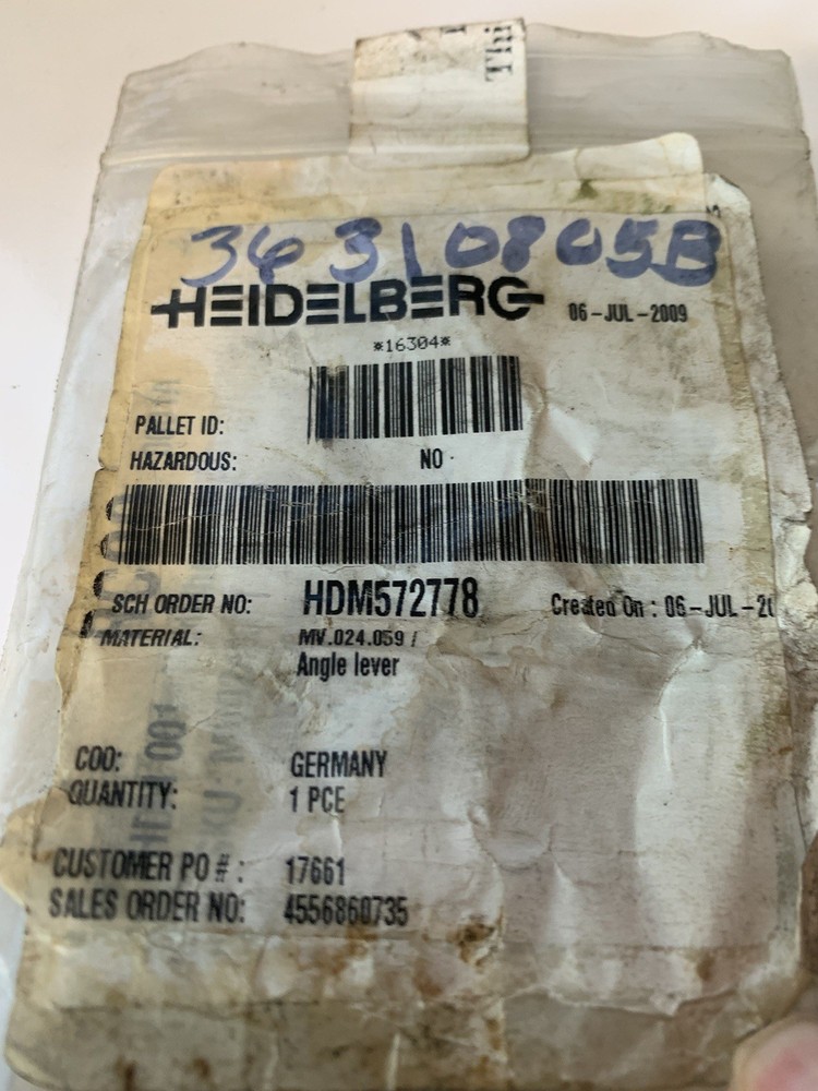 Heidelberg Parts Angle Lever # MV.024.059/