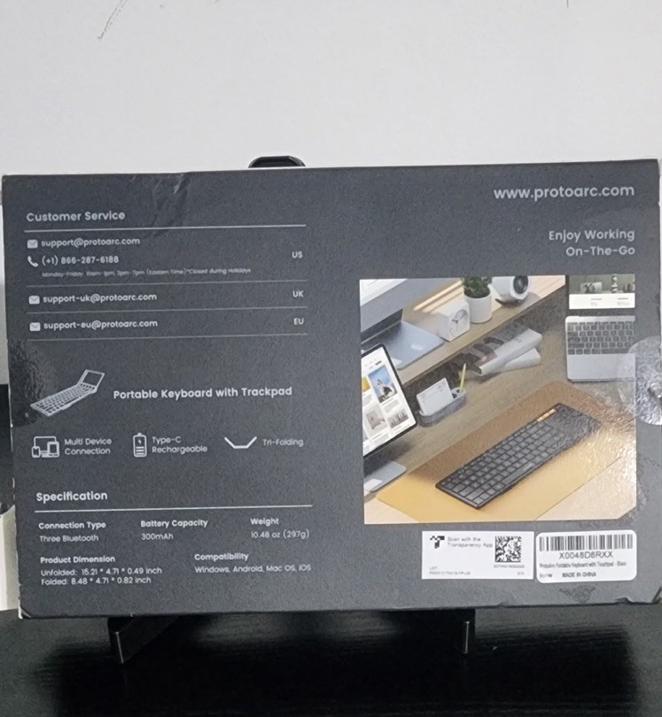 ProtoArc XK01 TP Foldable Keyboard Bluetooth with Touchpad New Open Box