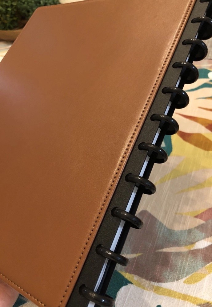 TUL Custom Note-Taking System Discbound Leather Notebook, Letter Size, Brown