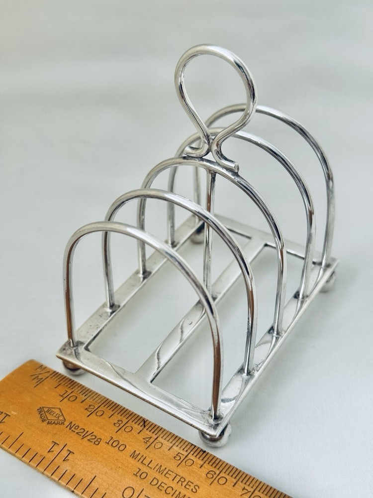 Antique Edwardian Scottish Solid Sterling Silver Toast Rack Edinburgh 1908