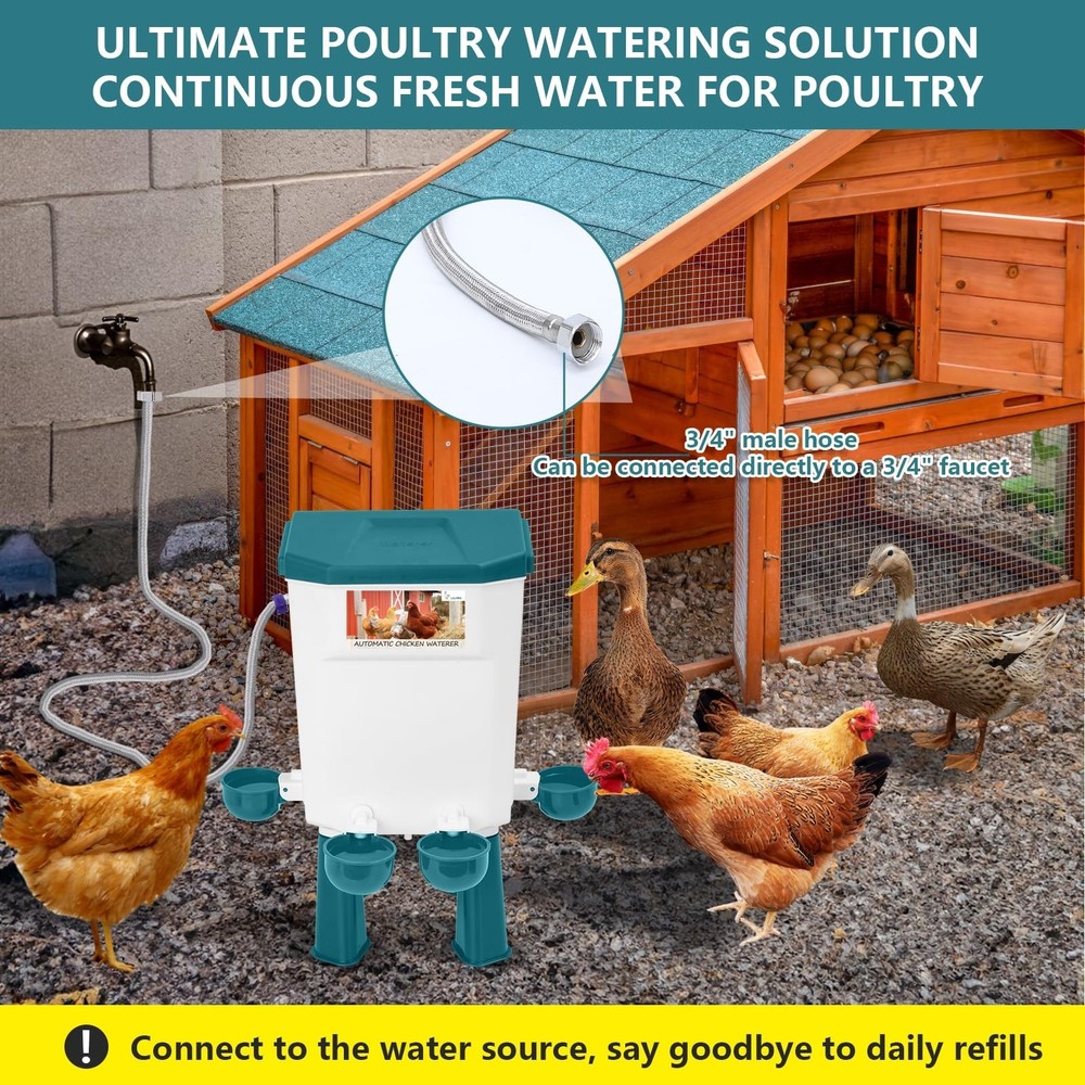 Lilyang Float-Controlled Automatic Chicken Waterer for Continuous Fresh Water...