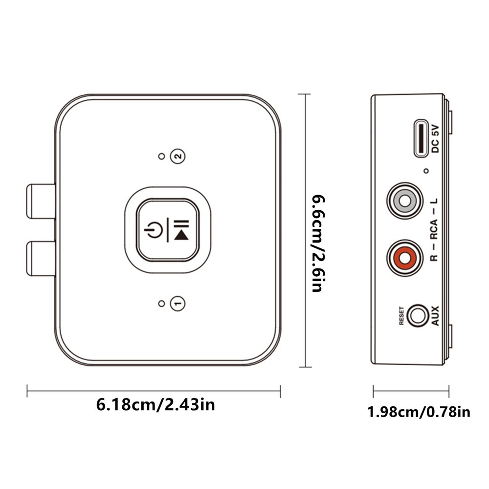 Bluetooth 6.0 Receiver Adapter Wireless Audio 3.5mm Aux RCA for Car Home Stereo