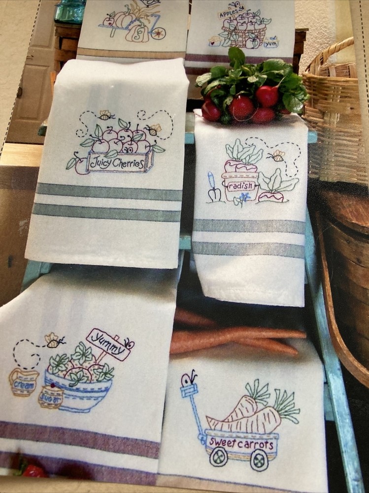 Bird Brain Traceable Embroidery Pattern - FRESH PICKED Tea Towel  Easter, Spring