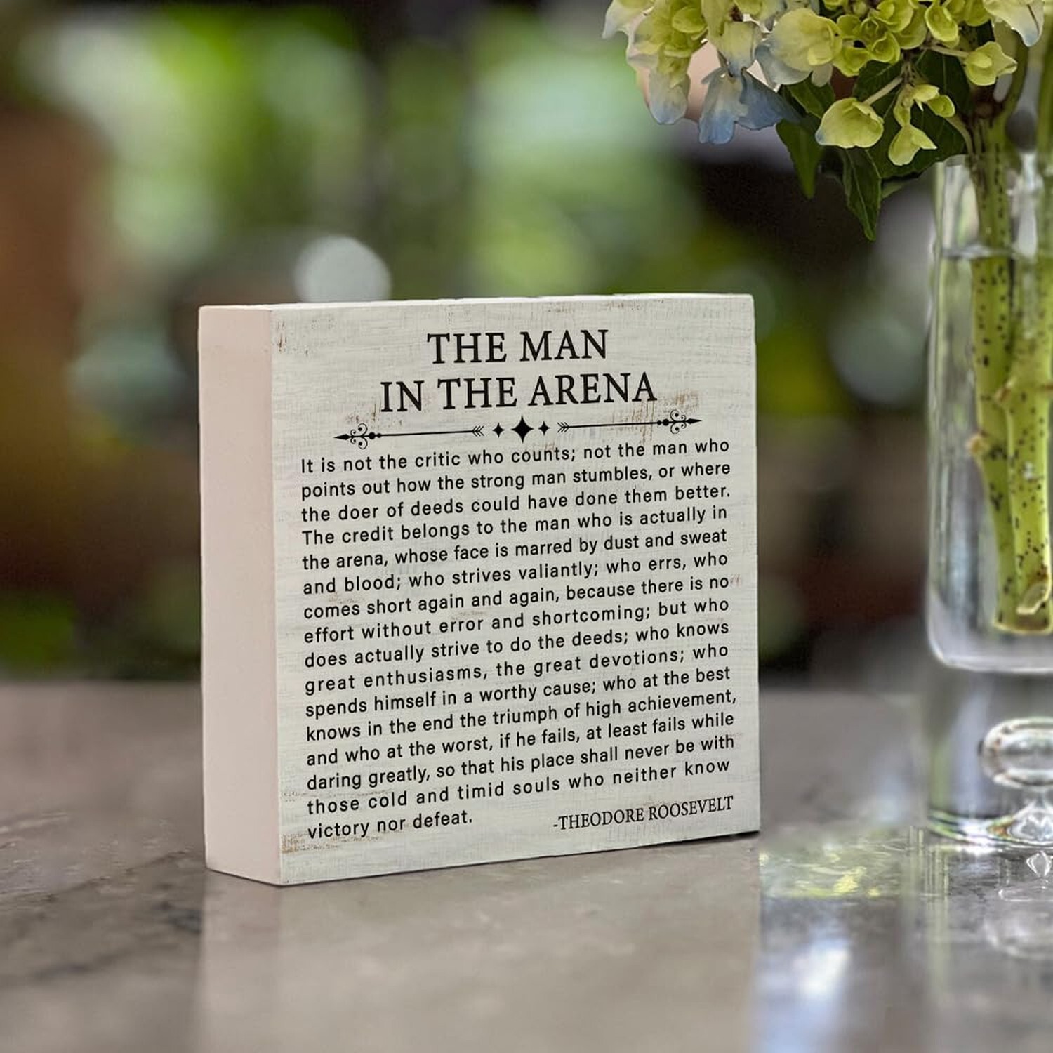 Inspirational Quote the Man in the Arena Wood Box Sign, Motivational Office G...