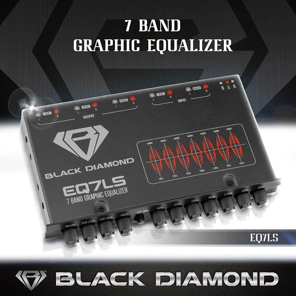 Black Diamond 7-Band Stereo Equalizer/Crossover Pre Amp Equalizer - EQ7LS