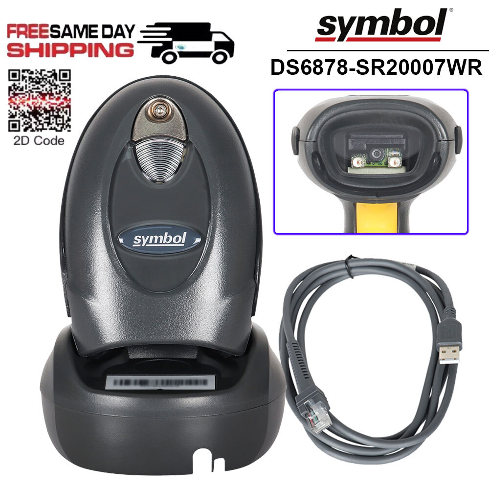 Zebra Symbol DS6878-SR20007WR Wireless Bluetooth Barcode Scanner USB With Cradle