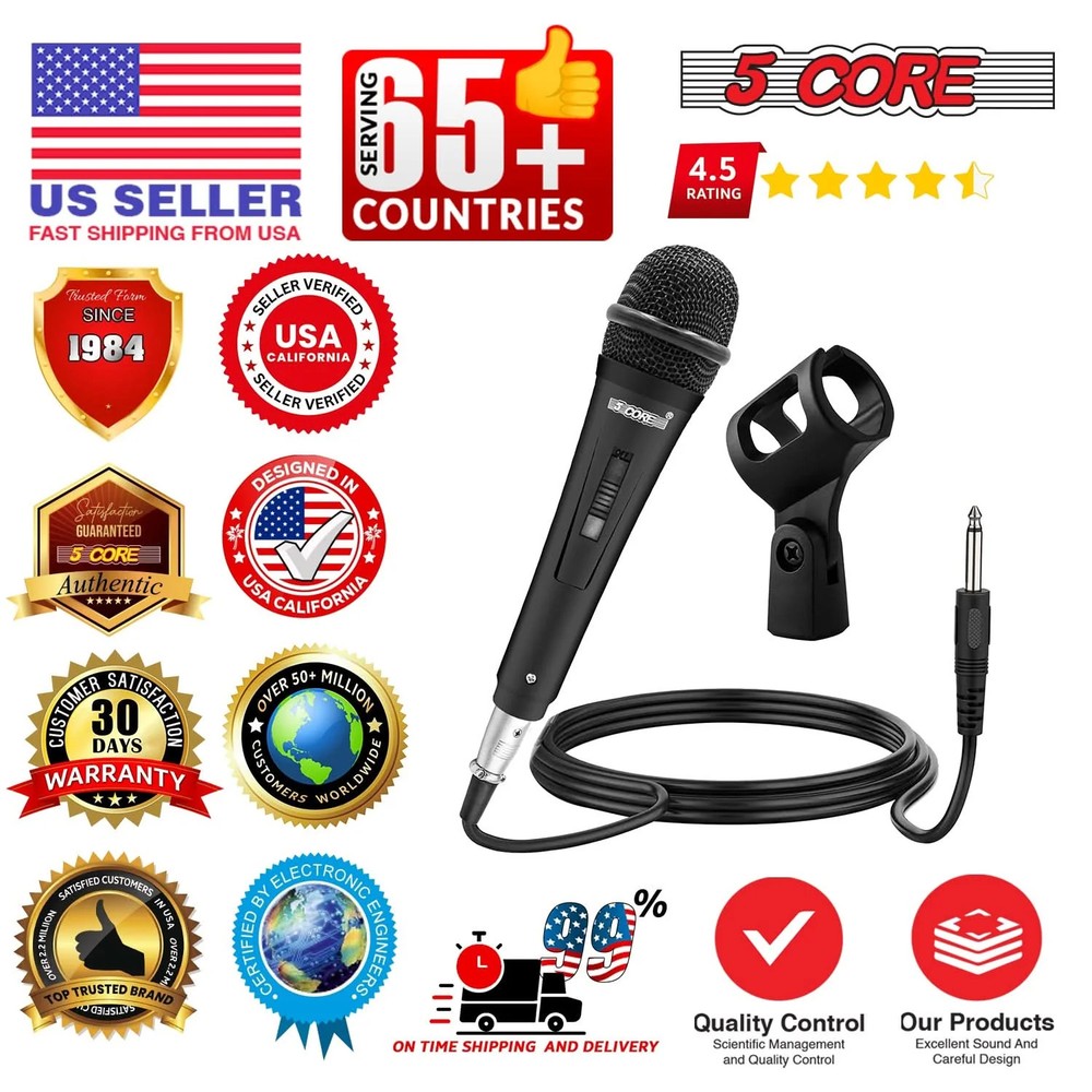 5Core XLR Microphone Dynamic Mic Karaoke Singing Studio Mics Handheld Microfono