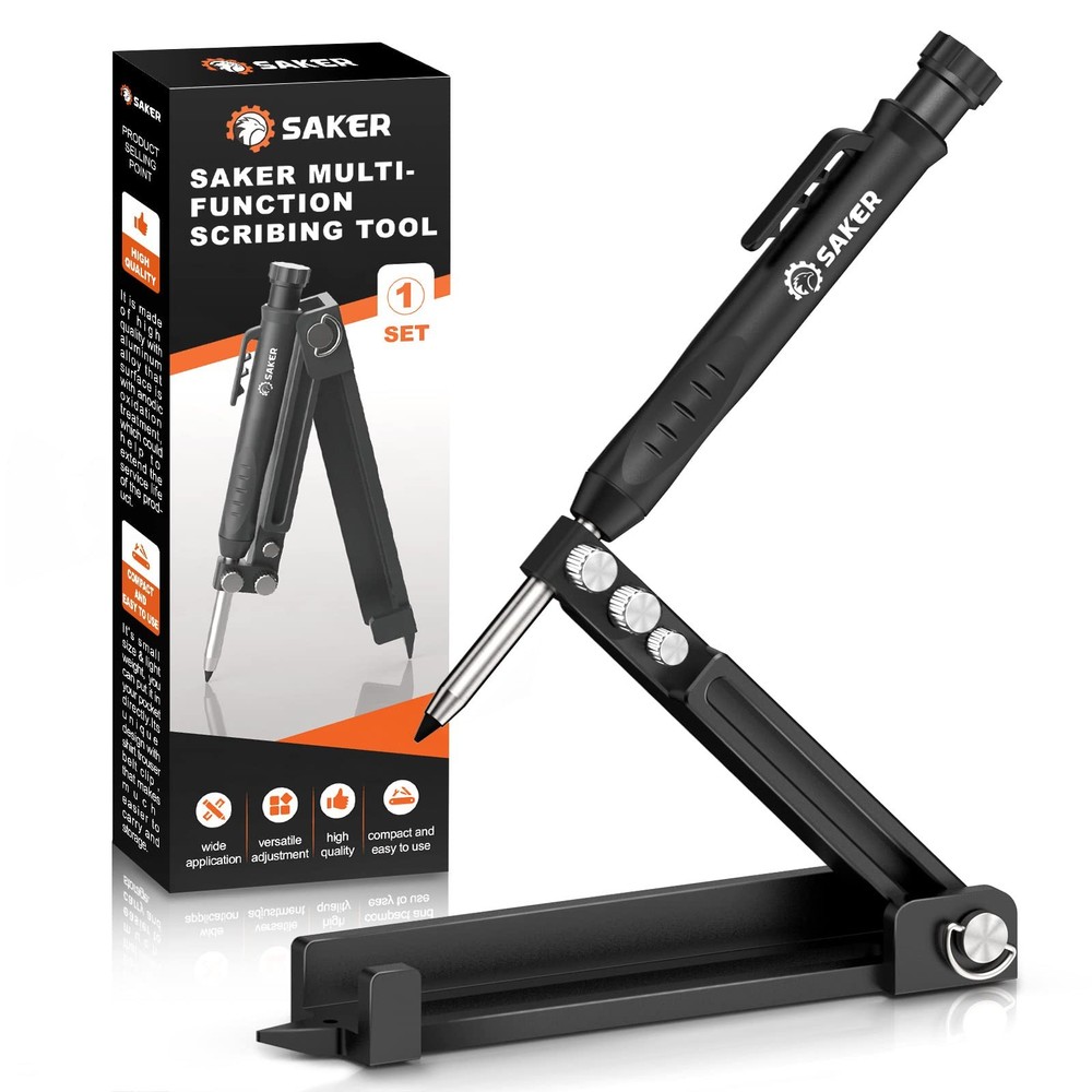 Saker Multi-function Scribing Tool&Saker Miter Saw Protractor (Black) Black