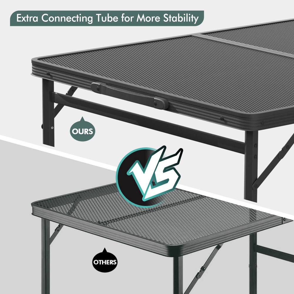 VILLEY Portable Camping Table 3 ft Grill Folding Table Lightweight Camping Table