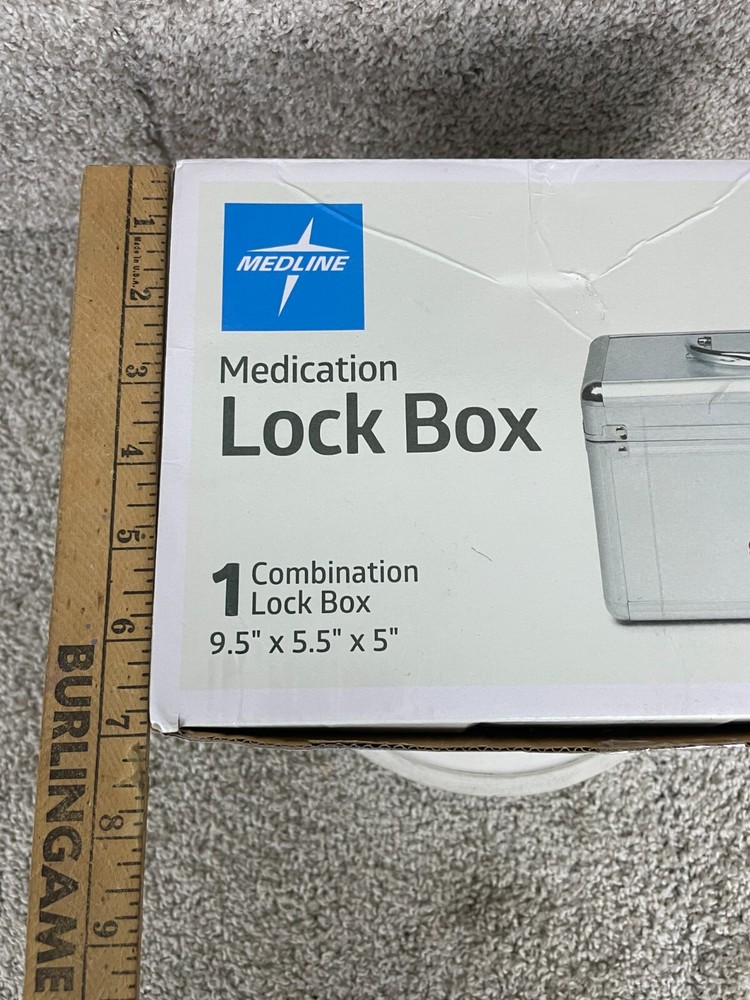 Medline Medication Combination Lock Box Lightweight w/ Removable Tray Gray