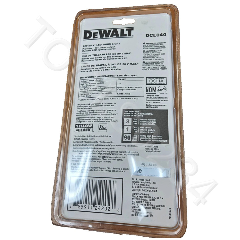 Dewalt DCL040 20V Max Work Light Flash Light TOOL ONLY