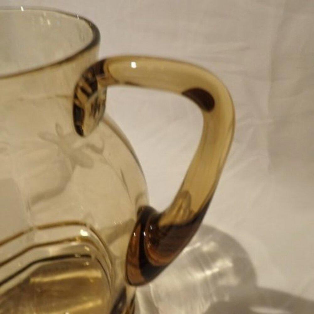 Amber cornflower pattern glass picture