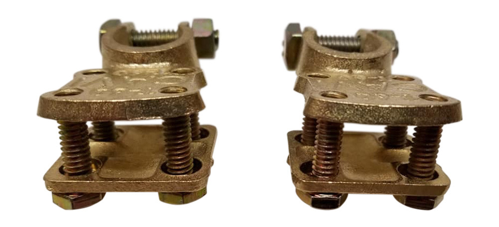 2x Solid Brass Heavy Duty battery top post cable terminal Wire terminals 4 screw
