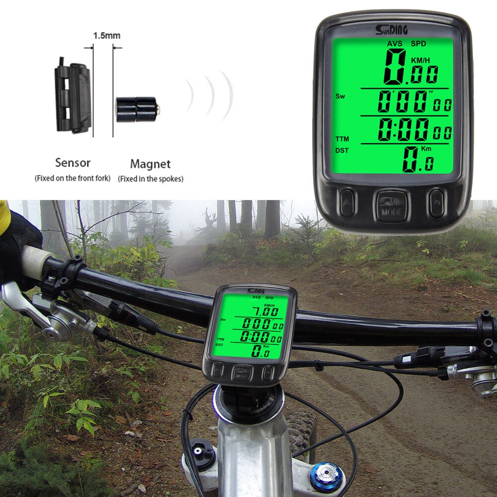 SunDing Waterproof Digital Computer Bicycle Bike Backlight Speedometer Odometer