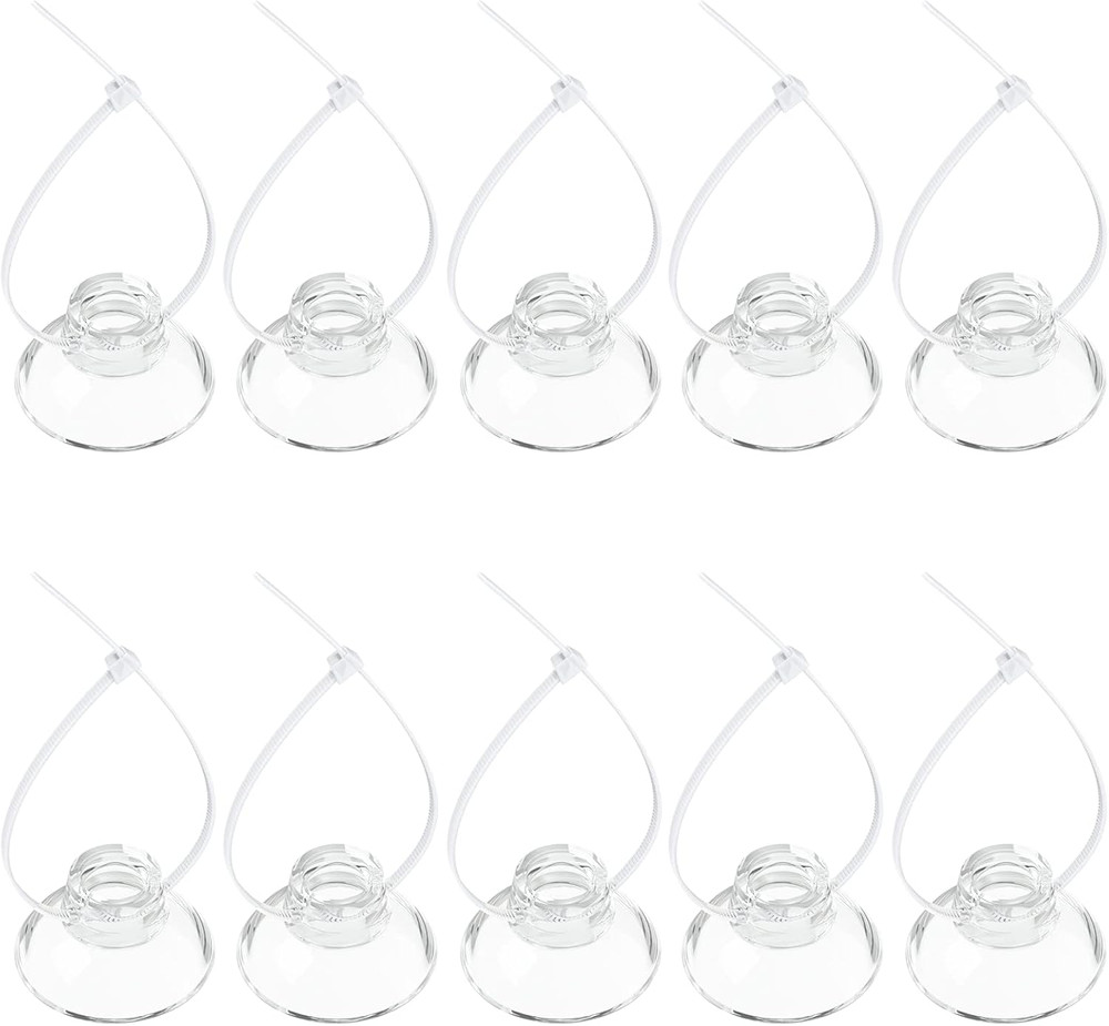 Pawfly 10 Pack Suction Cups with 20 Pieces Adjustable Zip Ties for Aquarium Fish