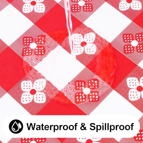 Rectangle Vinyl Table Cloth, Waterproof 72" x 30" (Rectangular) Red & White