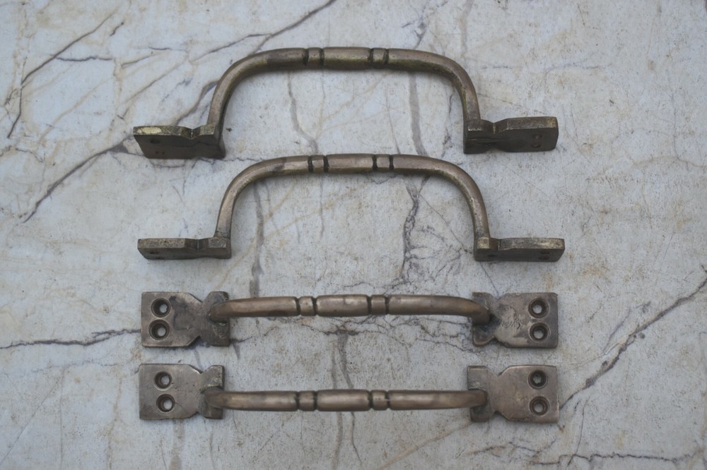 Vintage Victorian Cast Brass Handles Door Knobs and Pulls Gate Handle 4 pcs