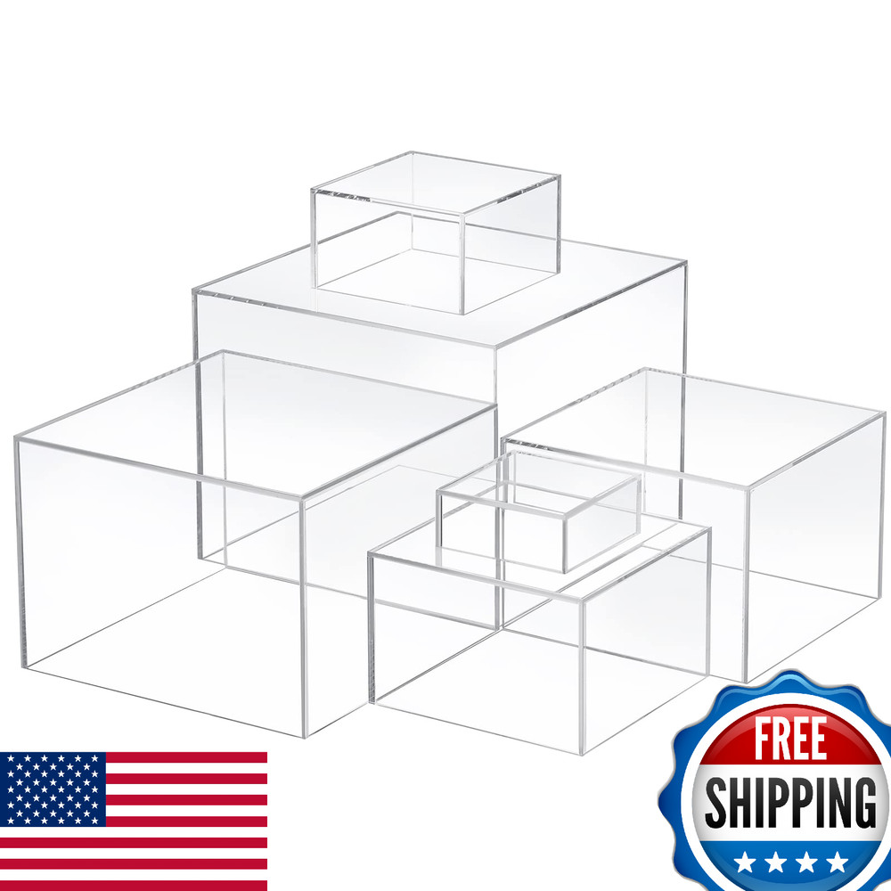 Geelin 6 Pack Acrylic Display Risers Cube Boxes Display Stand