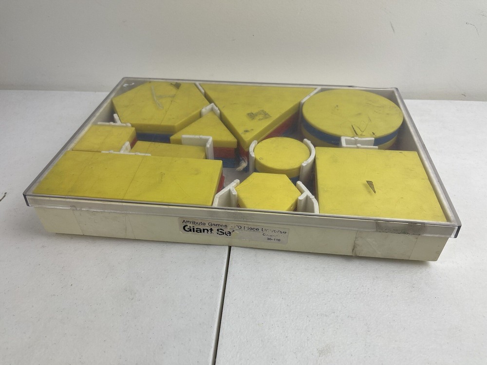ATTRIBUTE LOGIC BLOCKS Plastic-Item includes Storage Box (missing Pieces)