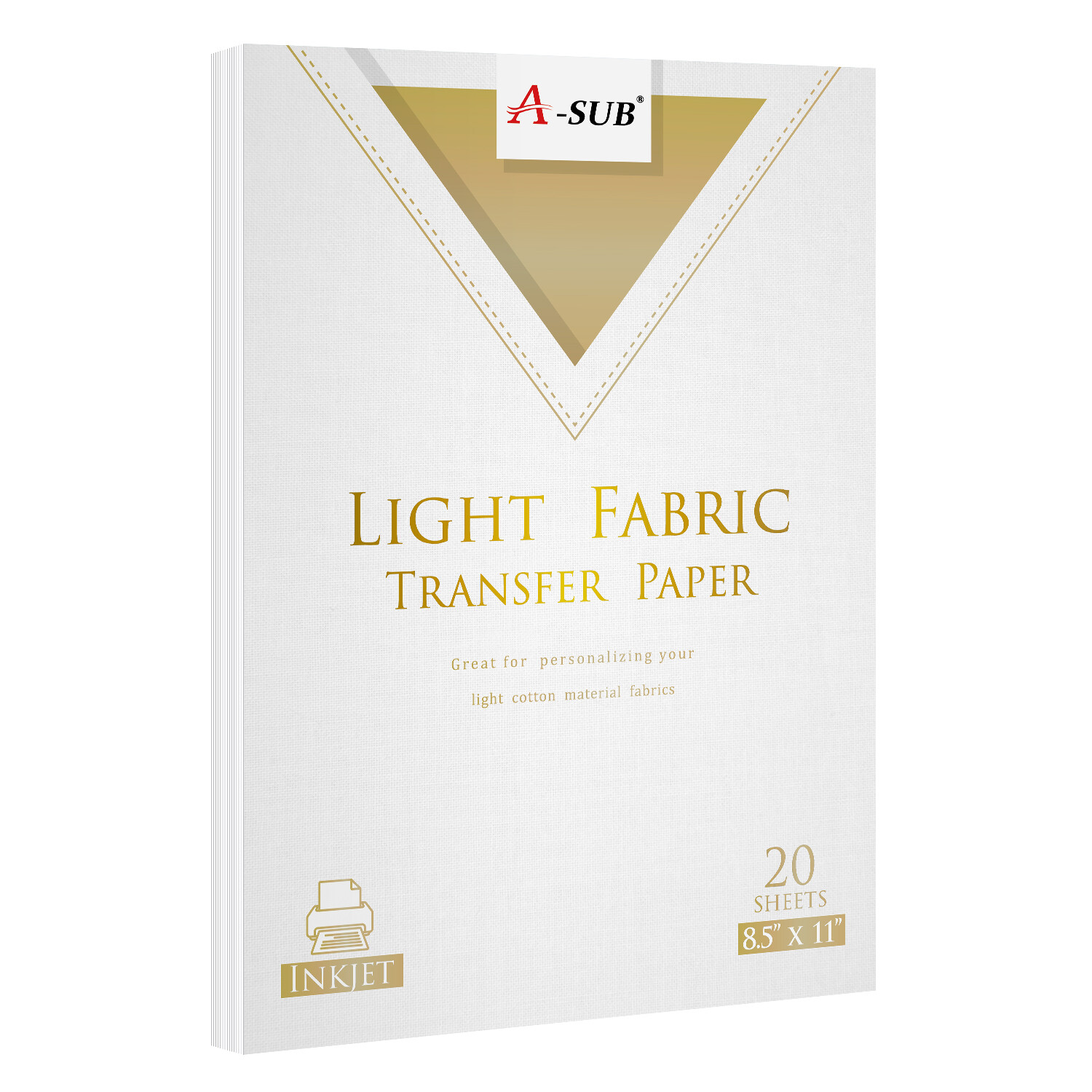 20 Sheets A-SUB Printable Inkjet Light T-shirt Transfer Paper 8.5x11 Iron On