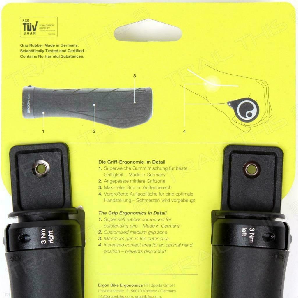 Ergon GA3-L Large Lock-On Ergo Handlebar Bike Grips for Trail All Mountain MTB