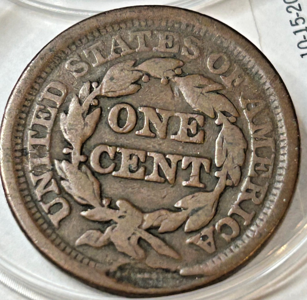 1852 Coronet Head Large Cent, Nice Color, Interesting Coin!