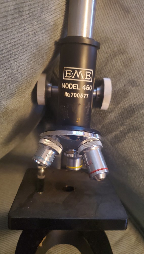 EME Model 450 Mircroscope with Wood Case Slides Instructions