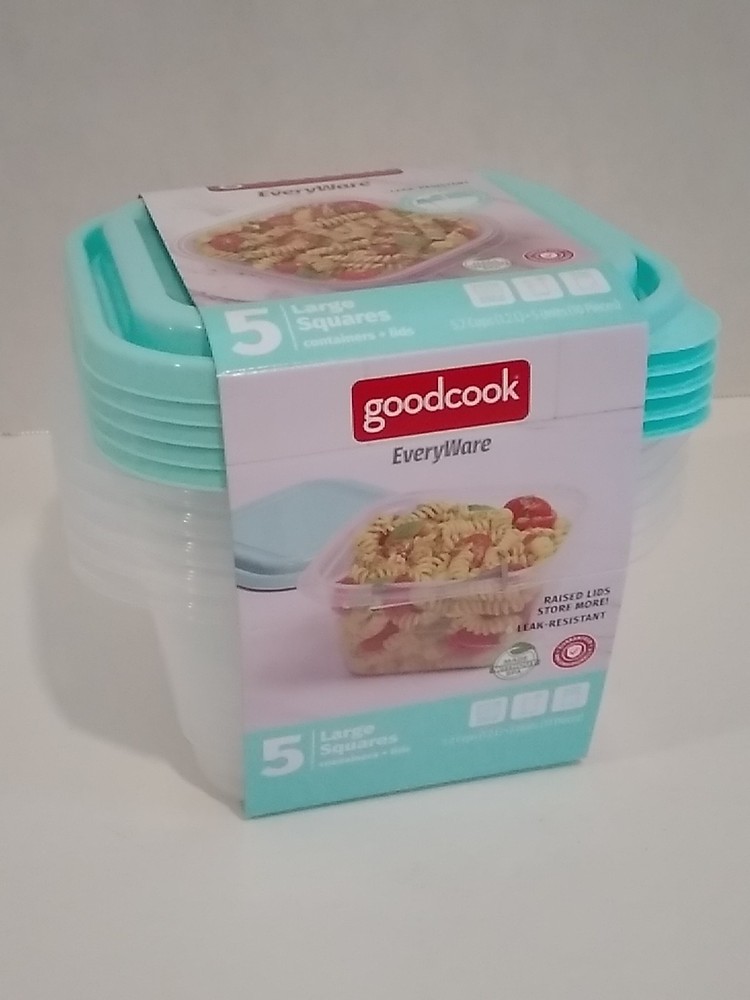 Goodcook 5 Large Square Container with Light Blue Lid 5.2 Cups