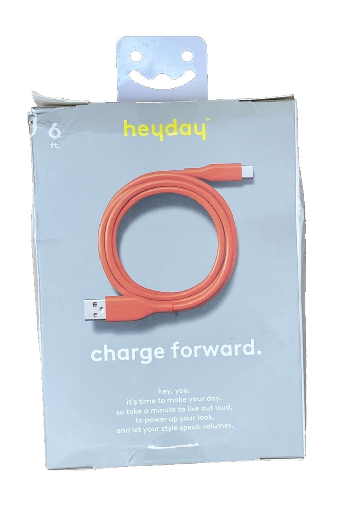 Heyday 6 Ft USB-A To USB-C Soft-Touch Charging Cable - Orange