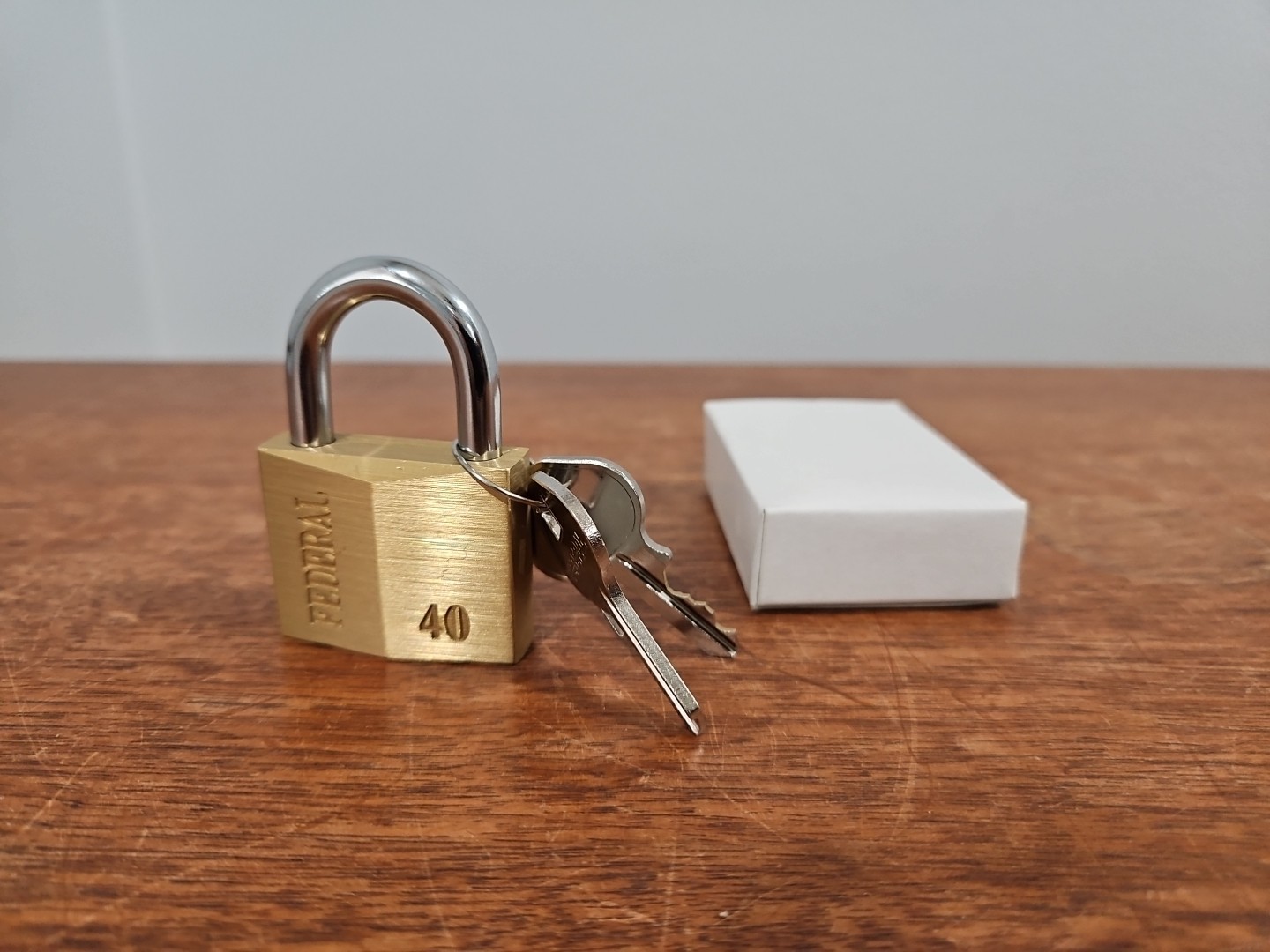 Federal 40 Lock Brass Padlock w/ 2 Keys Cut Away Lock NEW