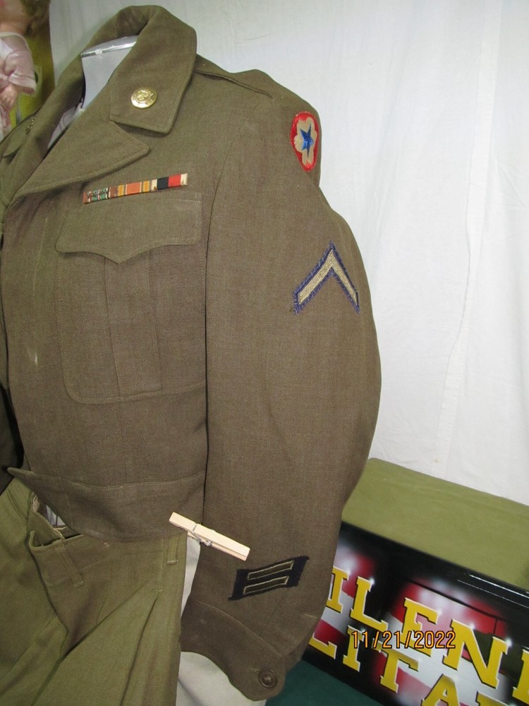 WWII 3Rd Army & Army Service Forces Ike Jacket, Pants, Hat & Tie