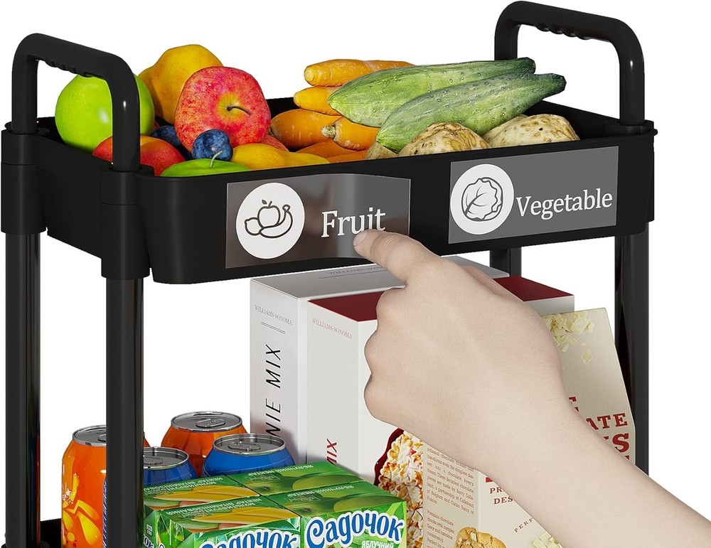Sturdy and Lightweight 3-Tier Mobile Shelving Unit - Effortless Storage Solution