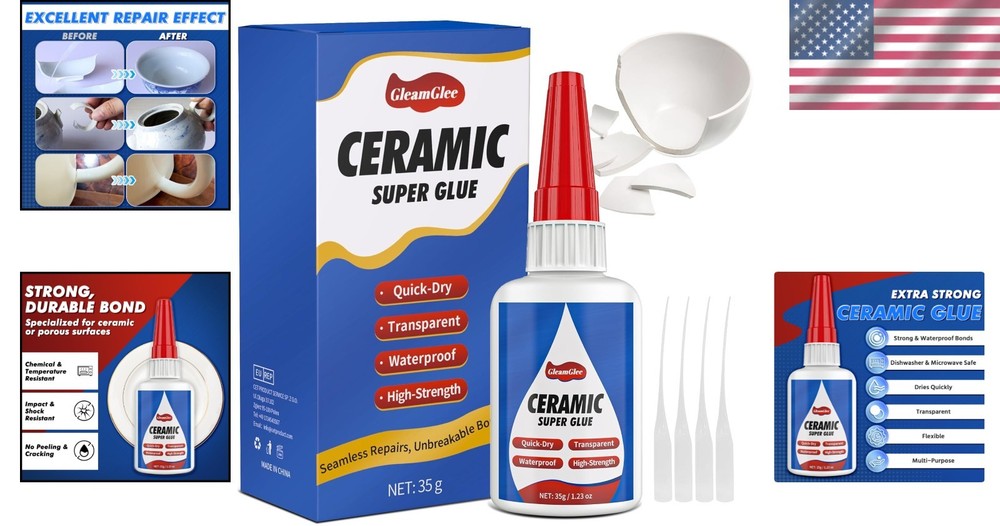 Crack Resistant Ceramic Adhesive with Precision Tip - Effortless 36.5ml Repairs