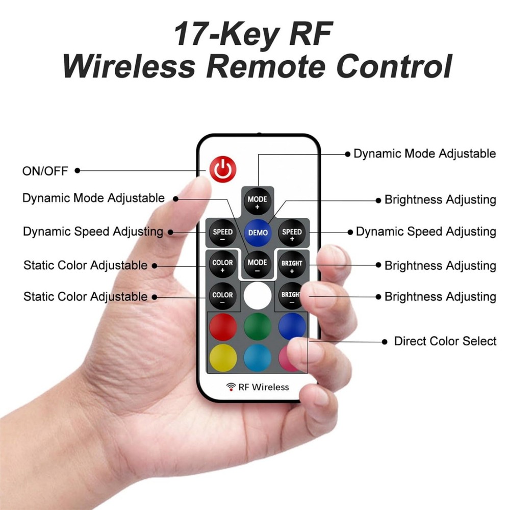 RGB Led Light Strip Controller 17 Key RF Wireless Remote DC5V USB Connector j