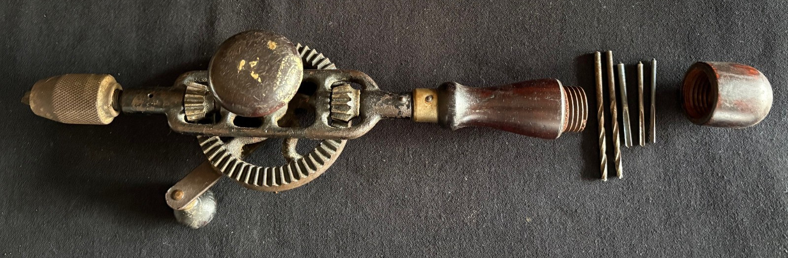 Antique Hand Tools-Hacksaw/Brace Drill/Eggbeater Drill/Spiral Rachet Screwdriver