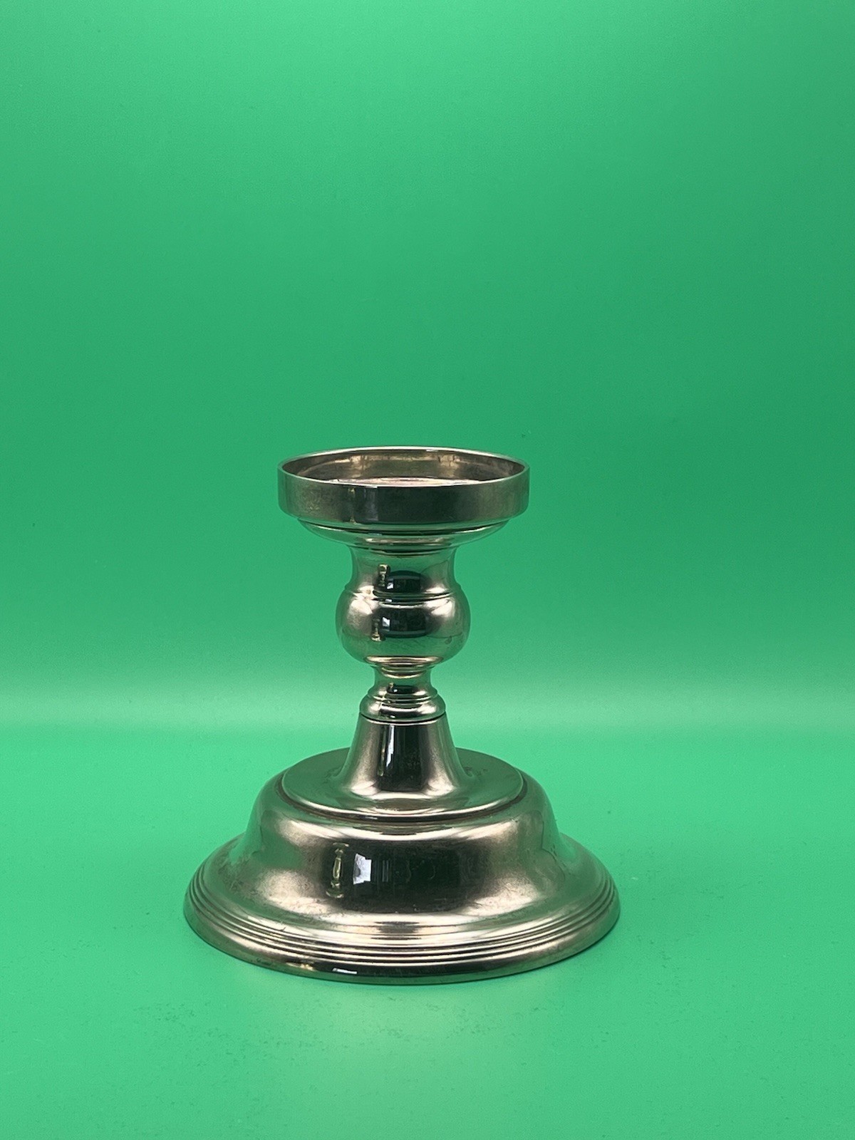 Vintage Silver-Plate Colonial Candlesticks Pair 4.25” Taper Holders Weighted