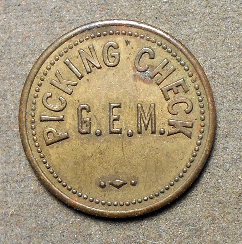 A645 Picking Check, G.E.M.   (Blank). Brass, 23mm
